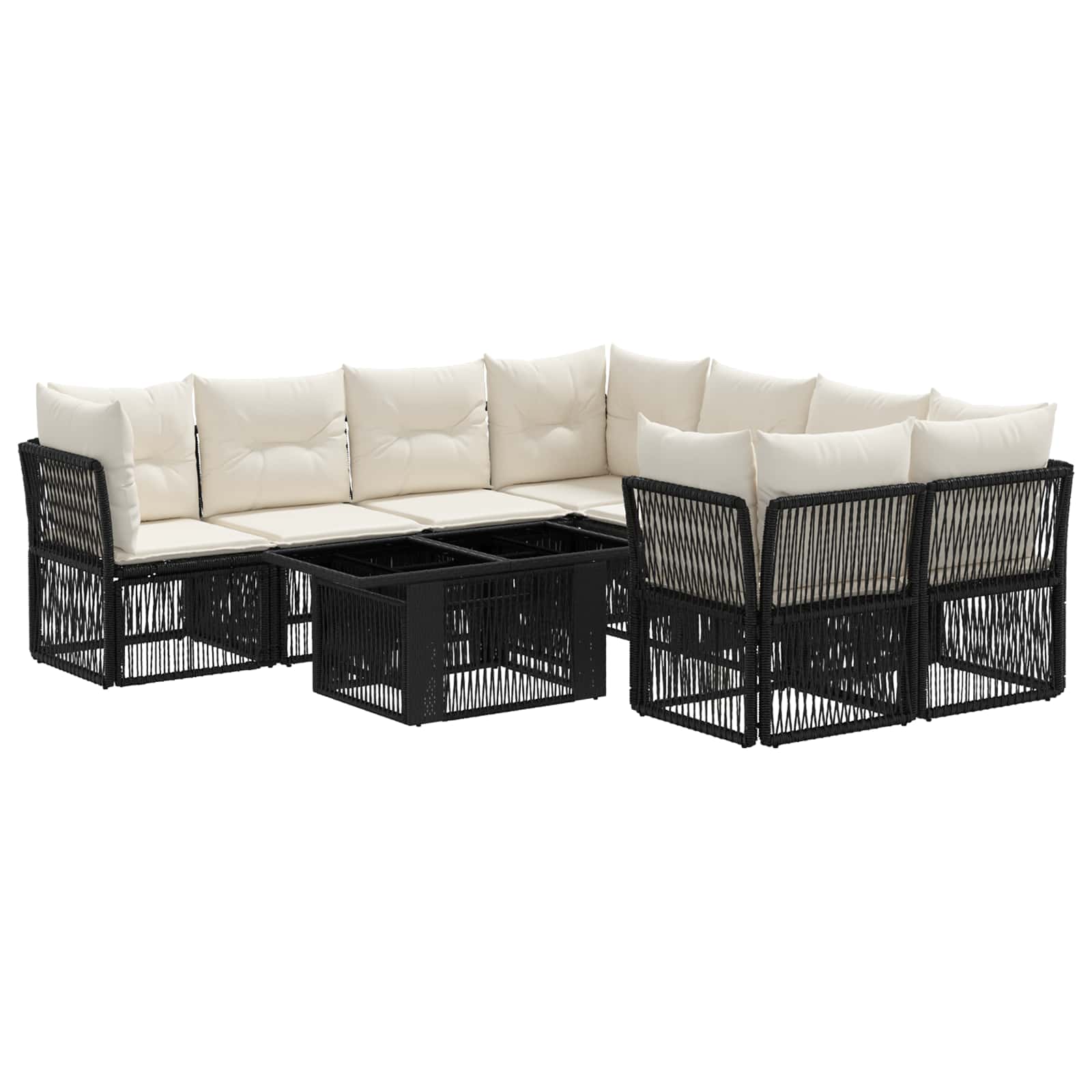 Gartensofa-set 9 Stk. Schwarz 100 X 55 X 73 Cm Poly-rattan Vidaxl