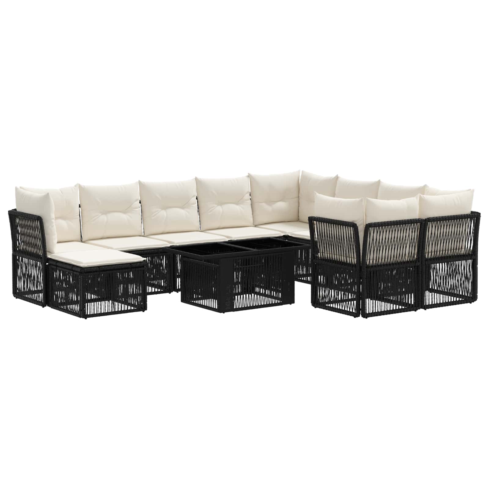Gartensofa-set 11 Stk. Schwarz 100 X 55 X 73 Cm Poly-rattan Vidaxl