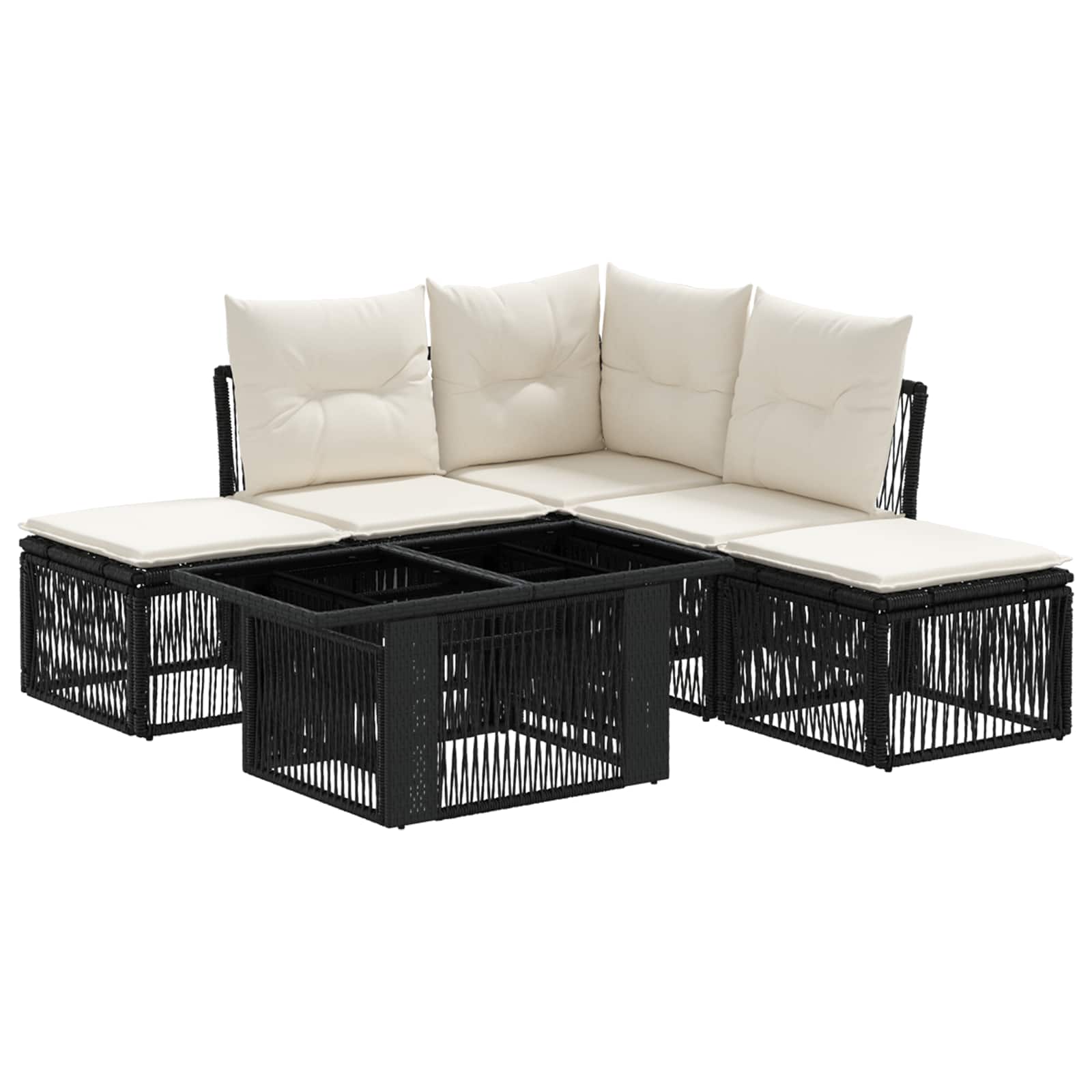 Gartensofa-set 6 Stk. Schwarz 100 X 55 X 73 Cm Poly-rattan Vidaxl