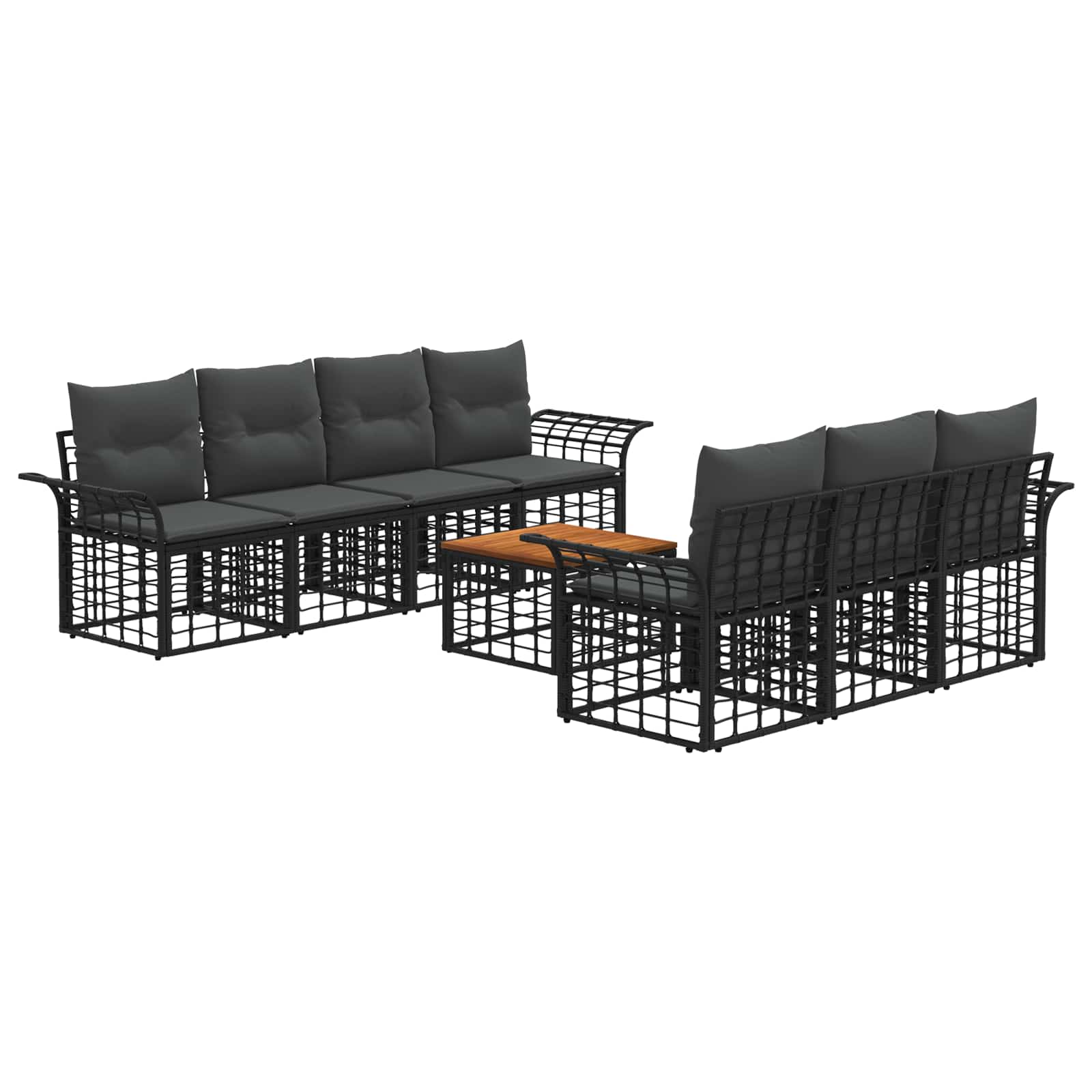 Outdoor-sofagarnitur 8 Stk. Schwarz Und Dunkelgrau Vidaxl
