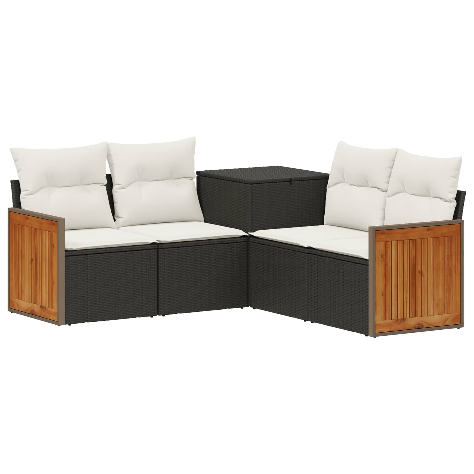 Vidaxl Sofa Set 5 Pcs Black And Cream White 176 X 176 X 85 Cm