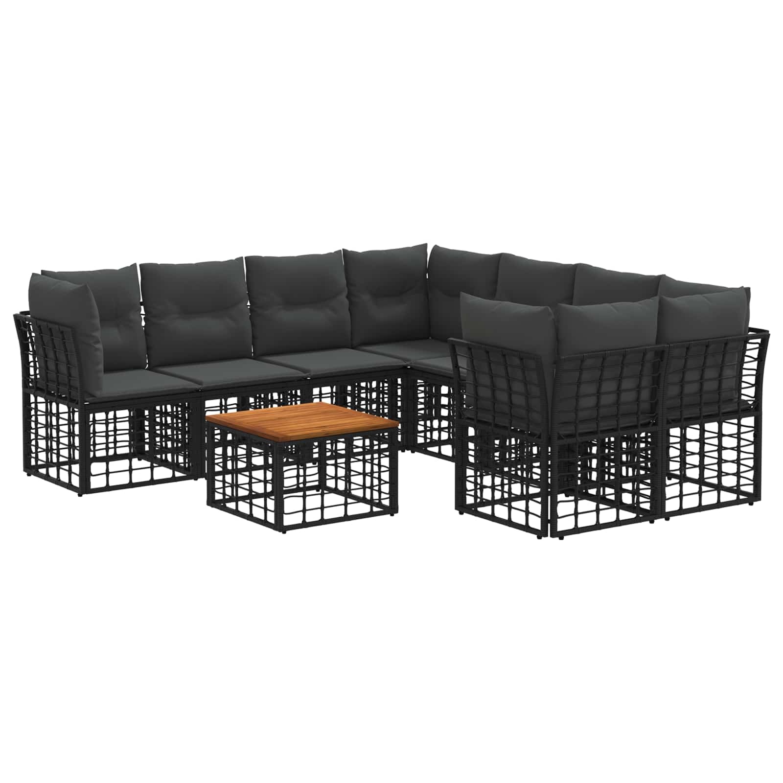 Outdoor-sofagarnitur 9 Stk. Schwarz Und Dunkelgrau Vidaxl