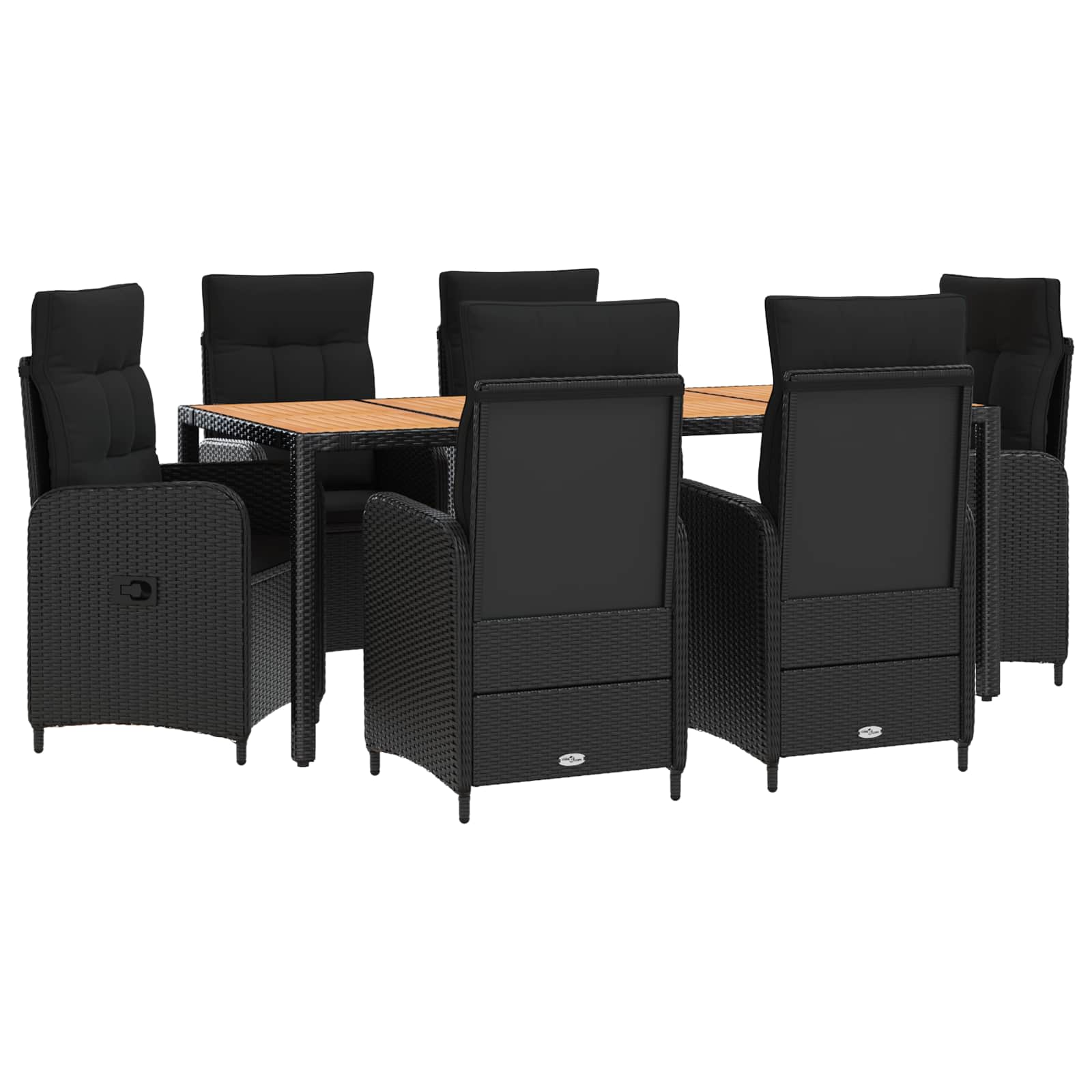 Outdoortisch-set 7 Stk. Schwarz 190 X 90 X 75 Cm Vidaxl