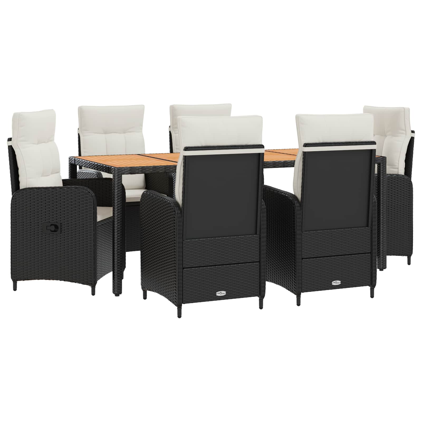 Outdoortisch-set 7 Stk. Schwarz Und Cremeweiß 190 X 90 X 75 Cm Vidaxl