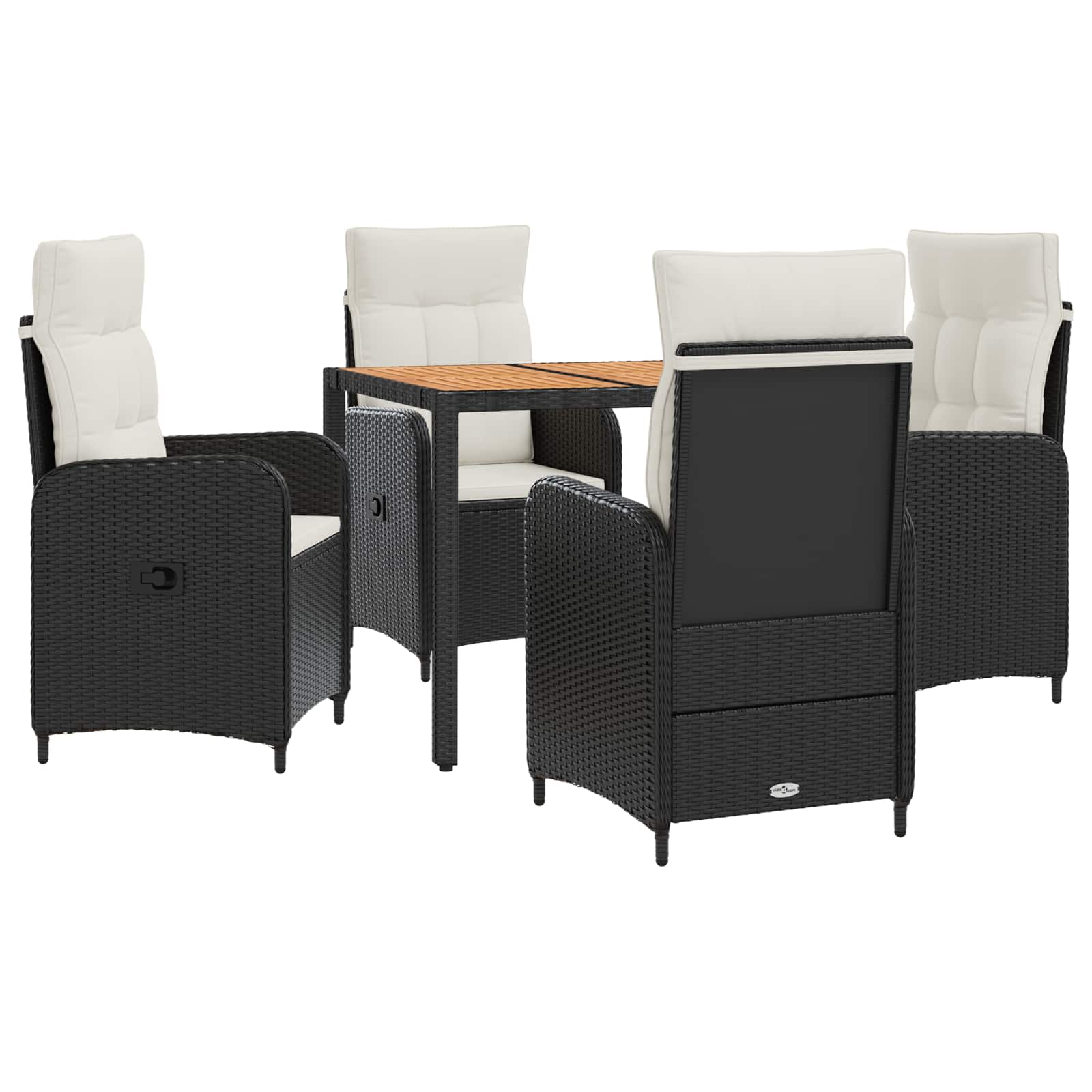 Outdoortisch-set 5 Stk. Schwarz Und Cremeweiß 90 X 90 X 75 Cm Vidaxl