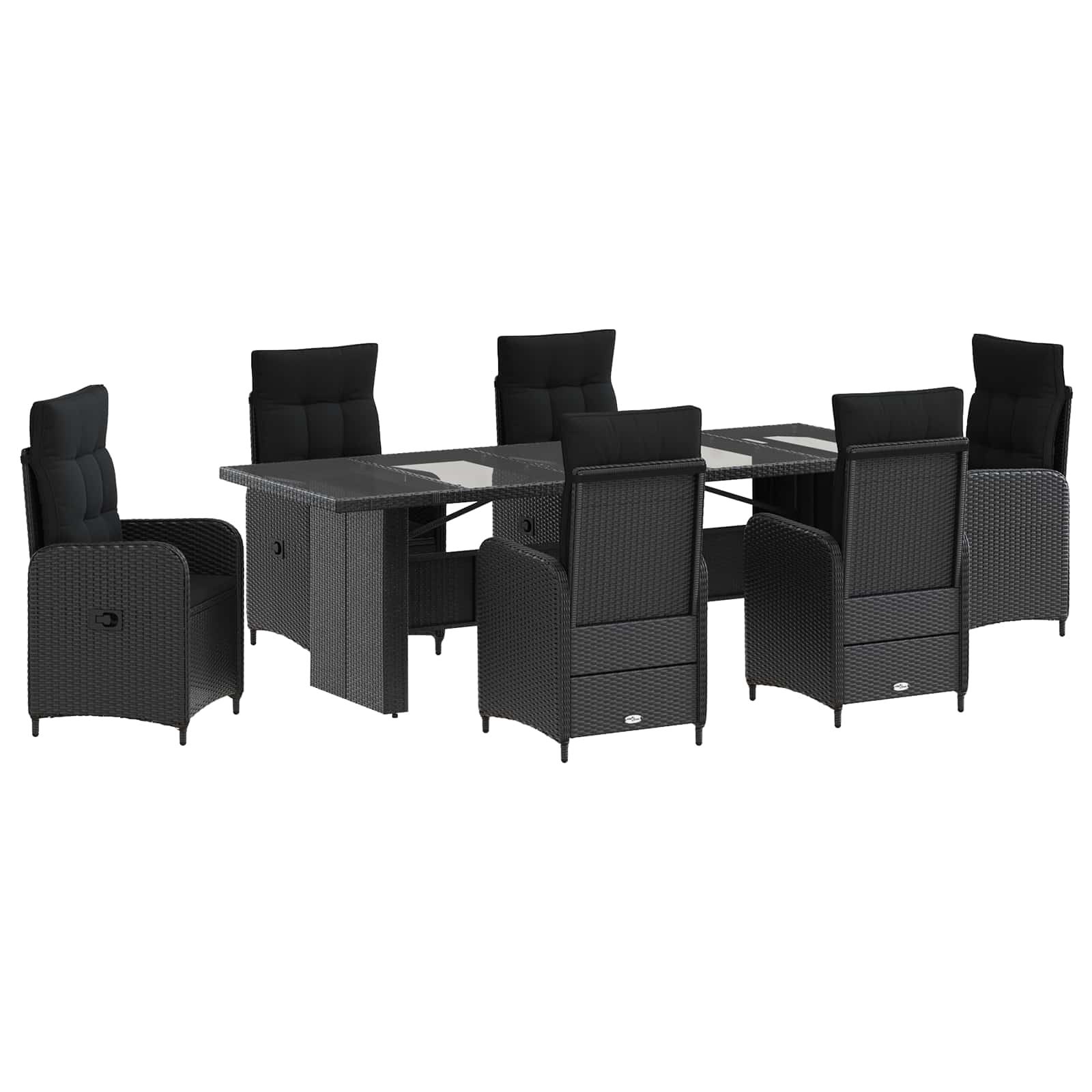 Outdoortisch-set 7 Stk. Schwarz 240 X 90 X 75 Cm Poly-rattan Vidaxl