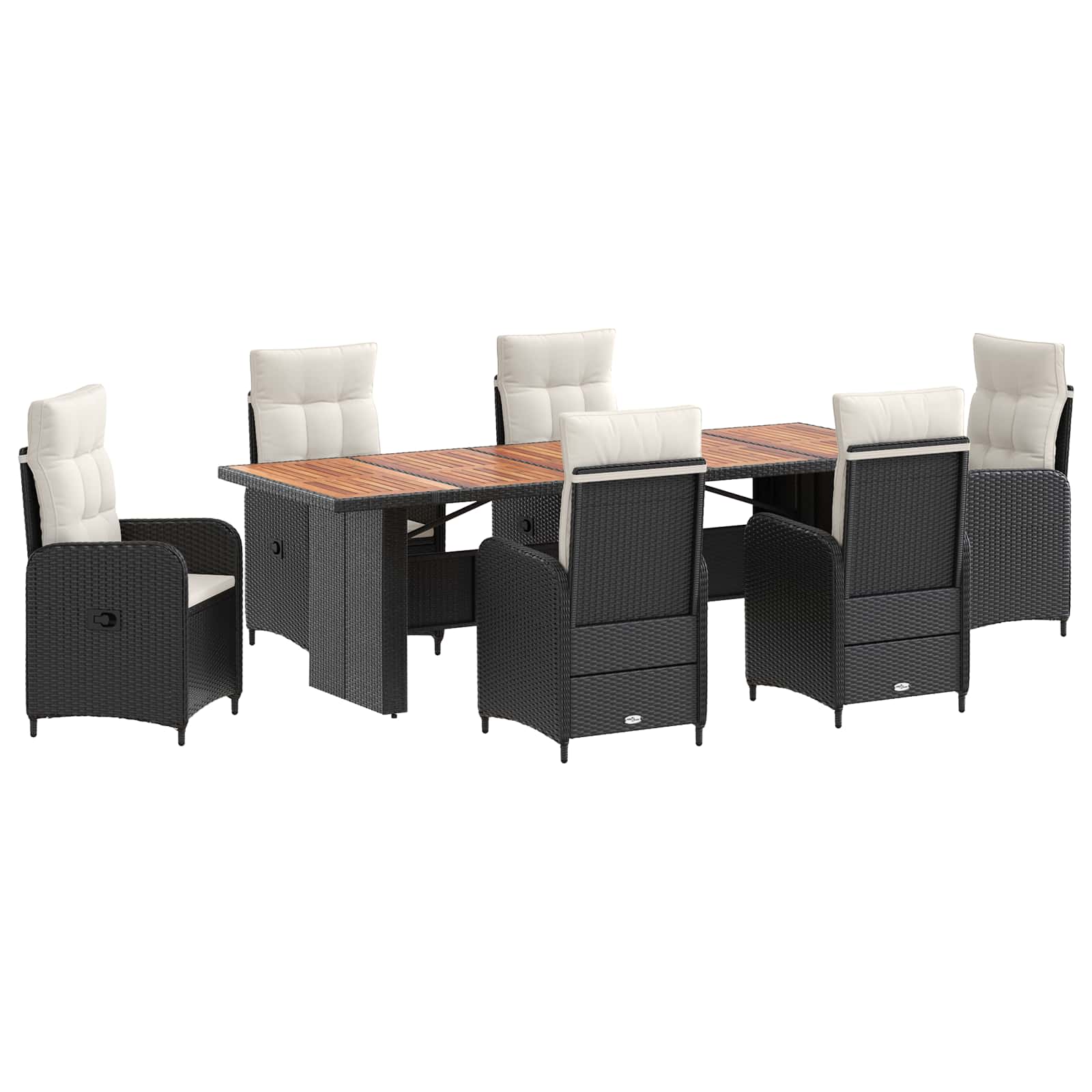 Outdoortisch-set 7 Stk. Schwarz Und Cremeweiß 240 X 90 X 75 Cm Vidaxl