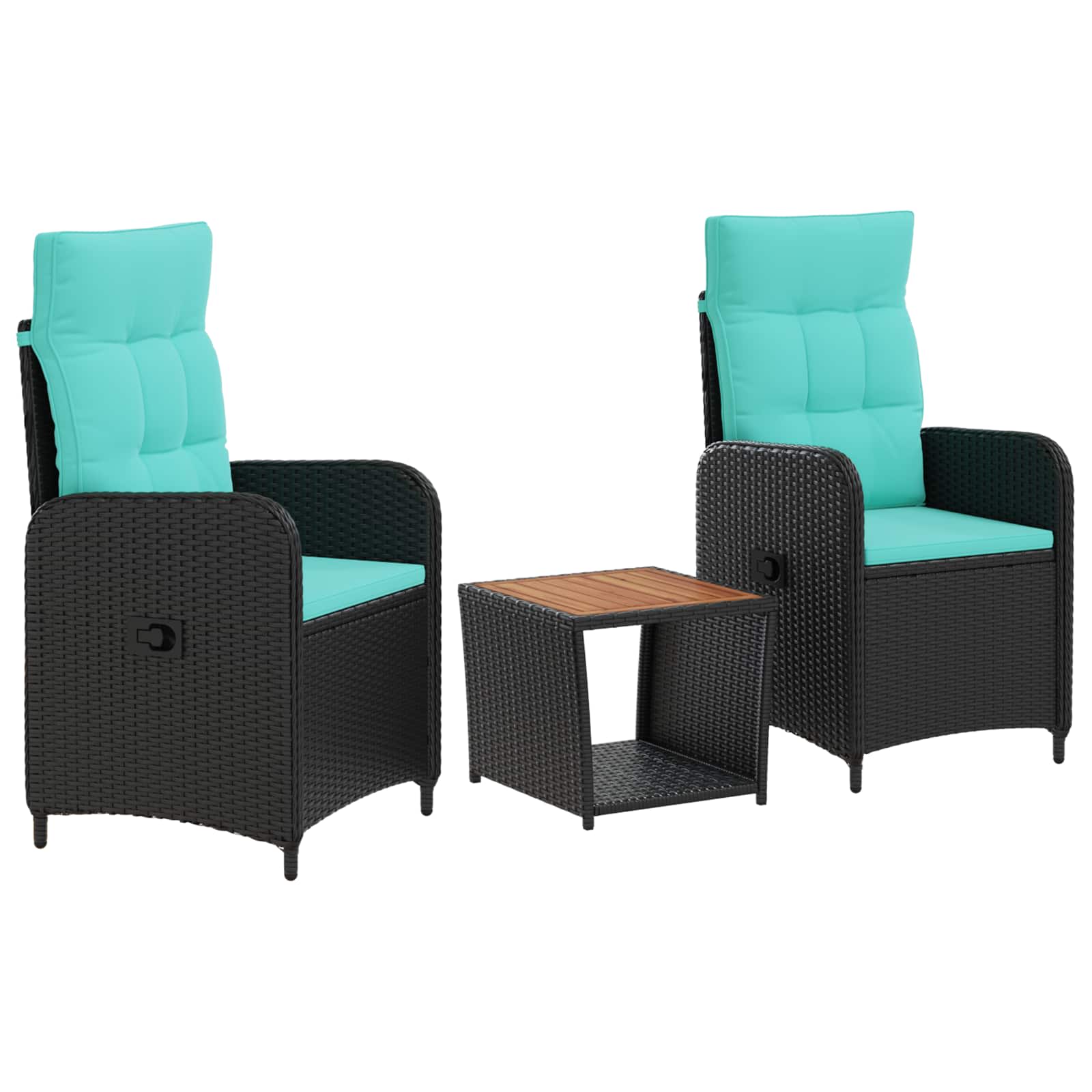 Garten-lounge-set 3 Stk. Black And Turquoise 45 X 45 X 40 Cm Vidaxl