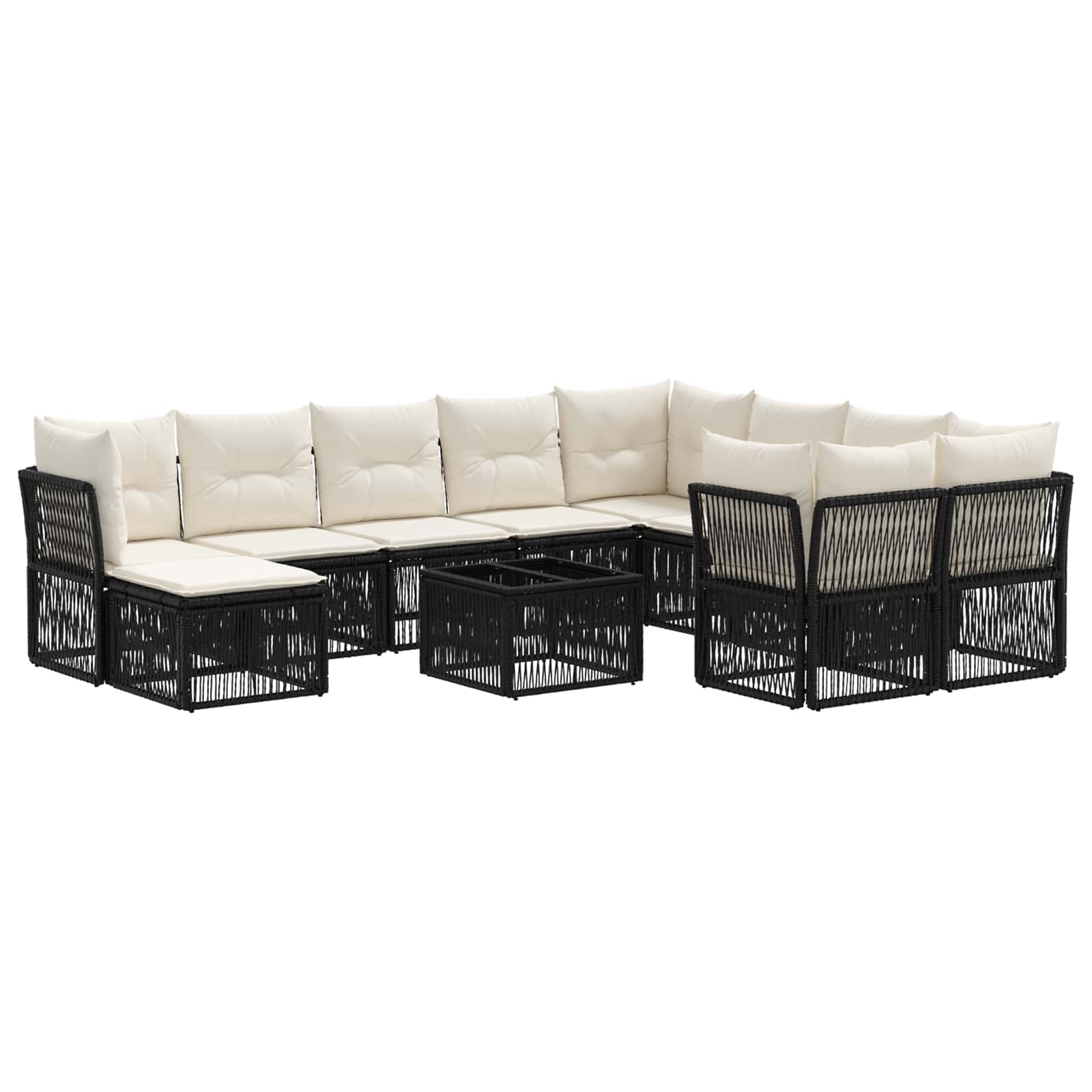 Gartensofa-set 11 Stk. Schwarz 55 X 55 X 37 Cm Poly-rattan Vidaxl
