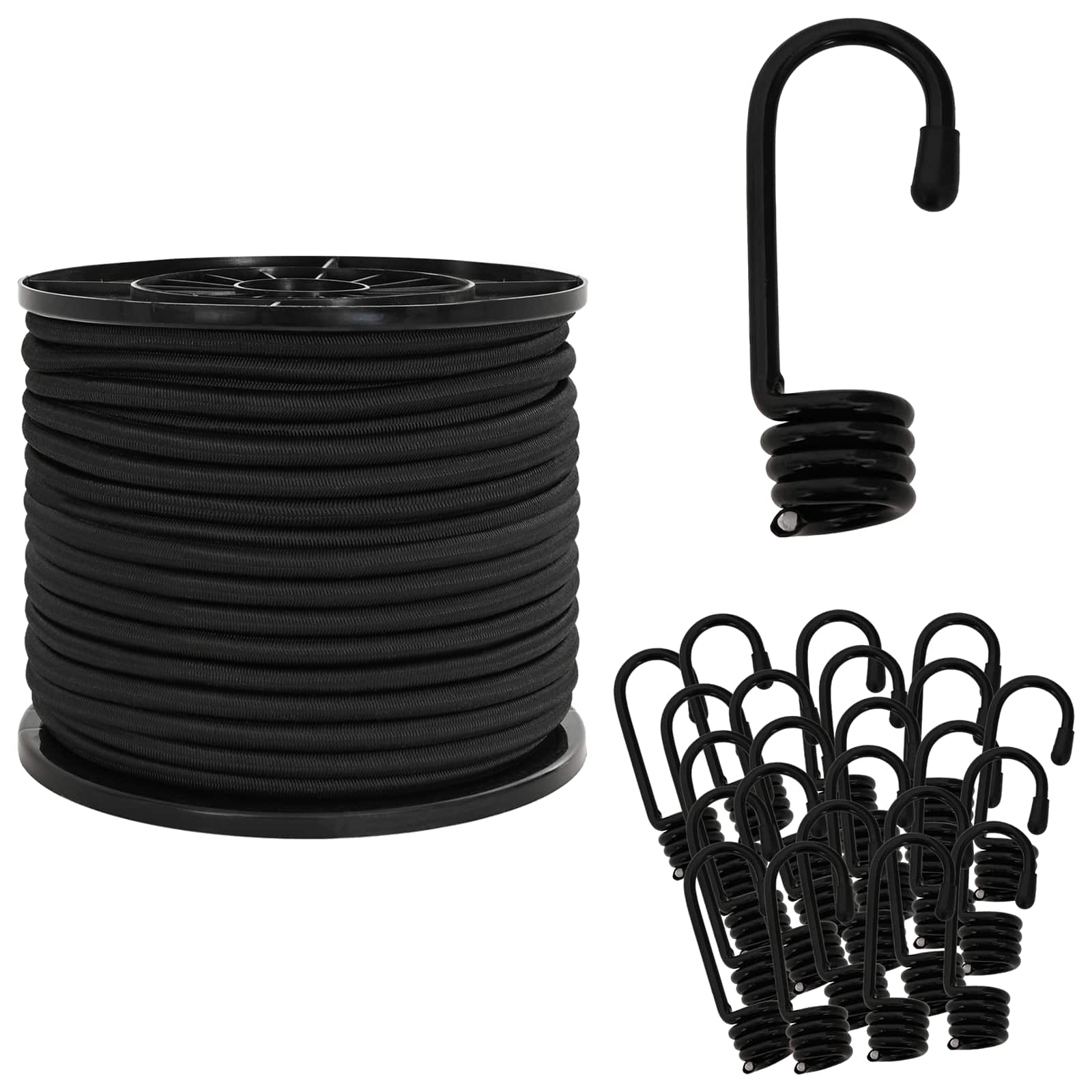 Bungee-schnüre Mit Haken 100 Mm Schwarz Pp Und Gummi Vidaxl
