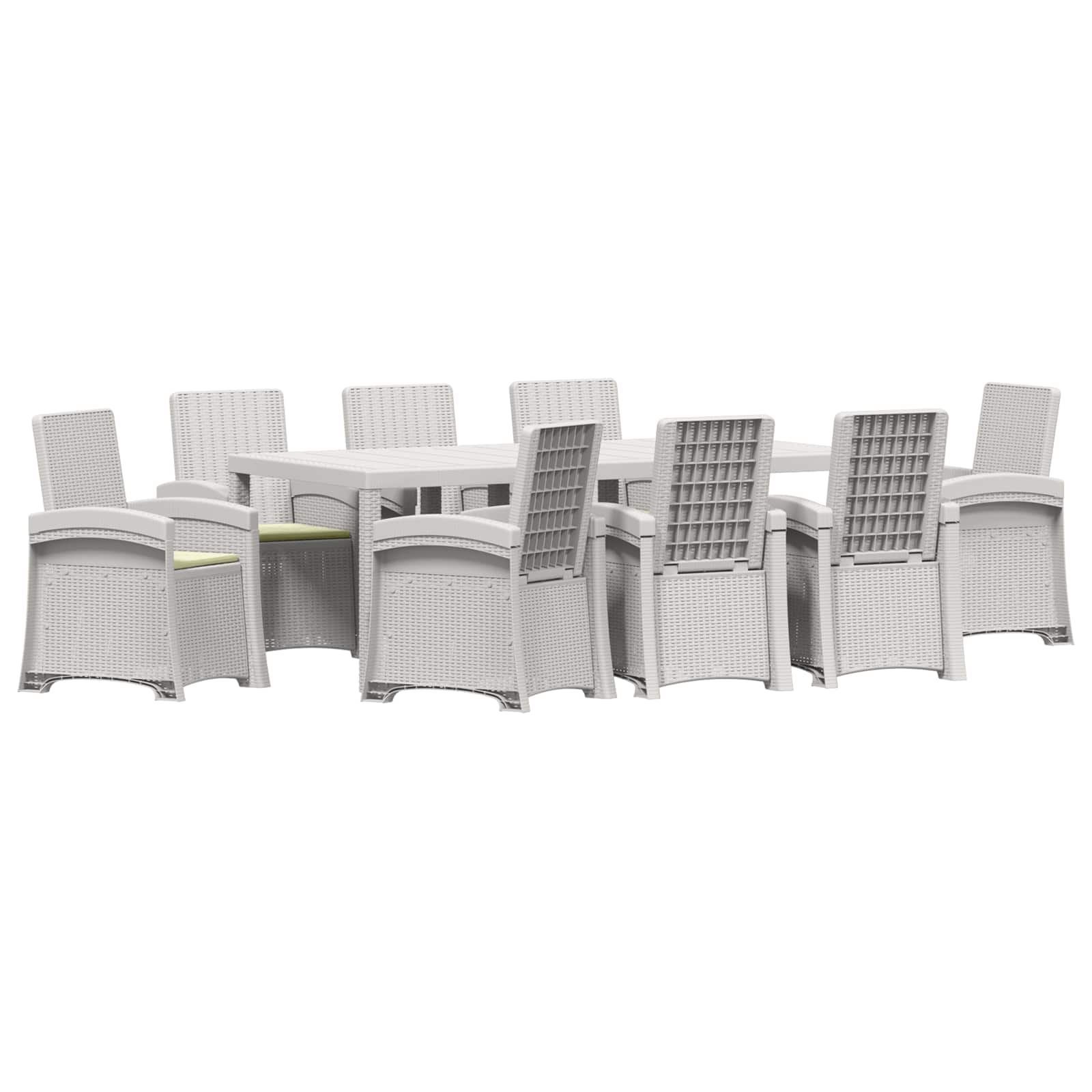 Garten Essgruppe 9 Stk. Weiß Und Creme 200 Cm Pp Vidaxl