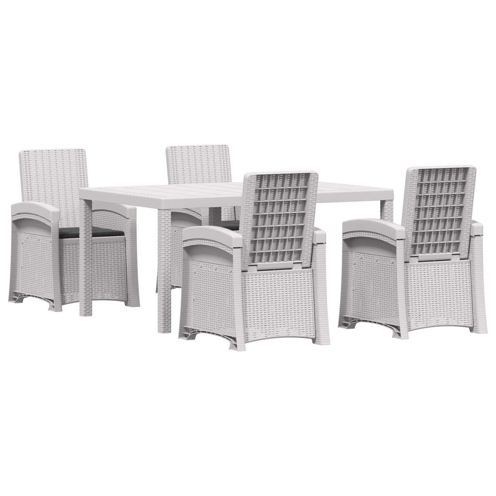 Garten Essgruppe 5 Stk. Weiß Und Anthrazit 150 Cm Pp Vidaxl
