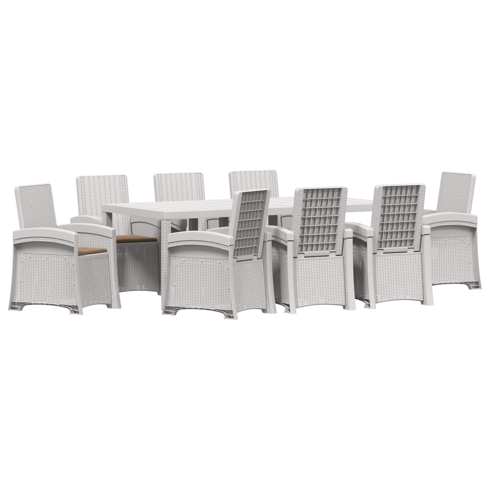 Garten Essgruppe 9 Stk. Weiß Und Taupe 200 Cm Pp Vidaxl