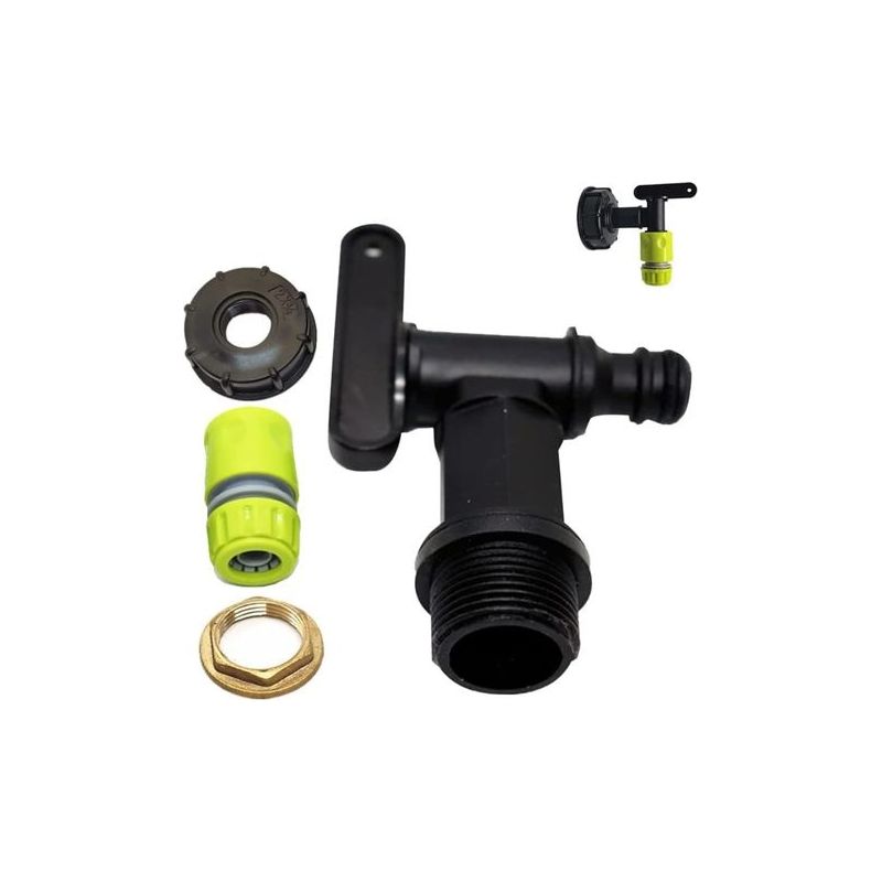 Fasshahn Mit Ibc-tankadapter S60x6, G3/4"-bsp-gewinde, Fasshahn, Steckanschluss, Tankschlauchanschluss (mit Schnellkupplung)