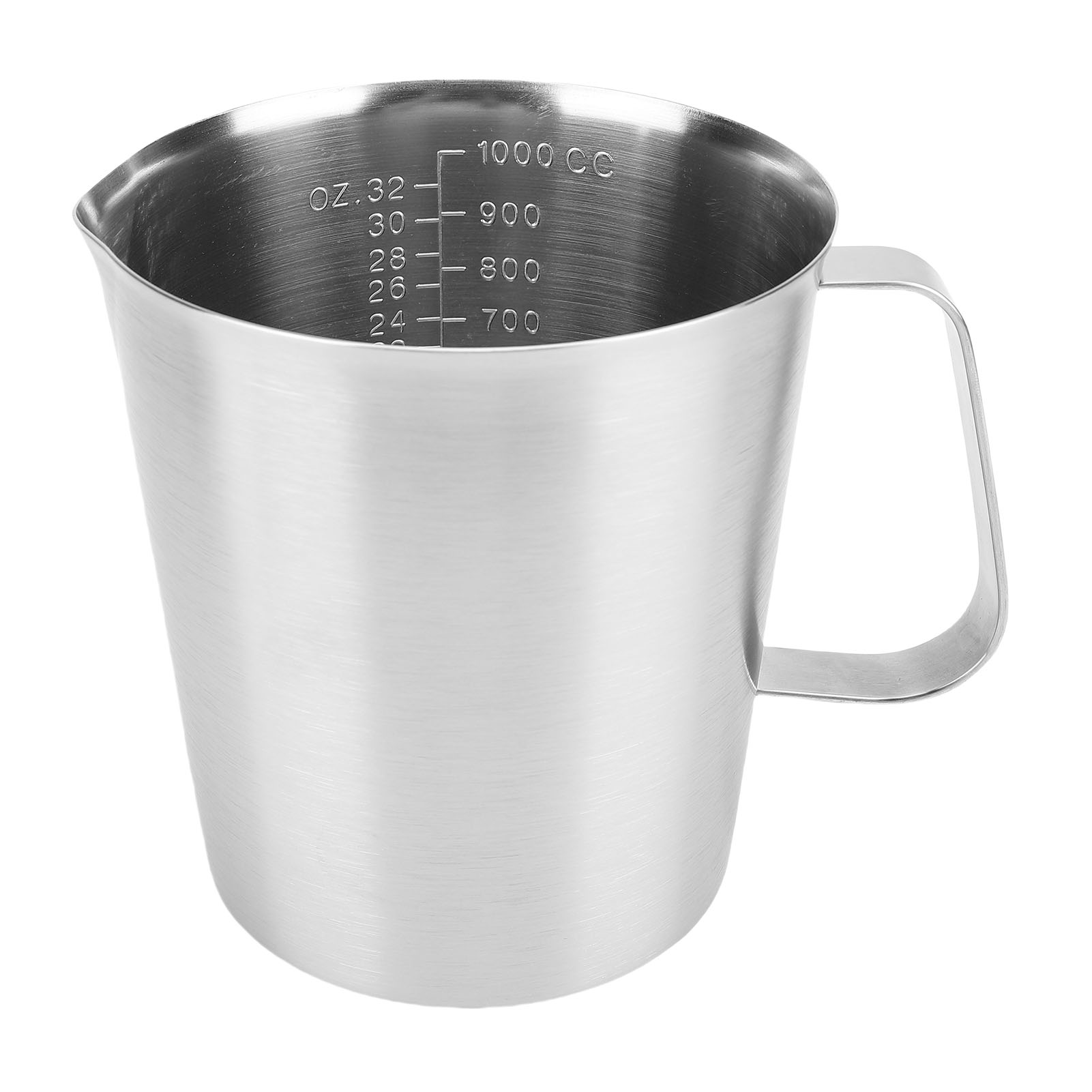 Messbecher Aus Edelstahl Zum Aufschäumen Von Milch, Mit Griff Und Oz/ml-skala, 1000 Ml.
