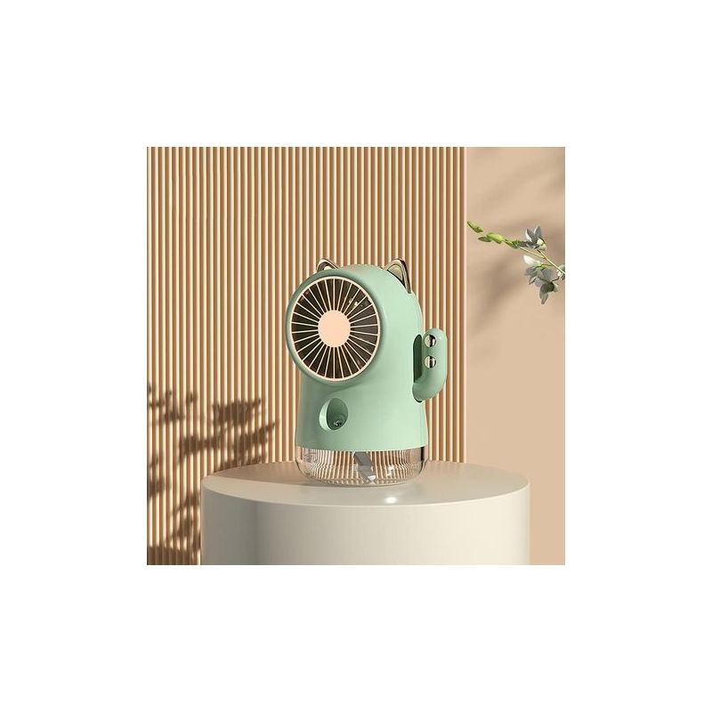 Tragbarer Mini-ventilator Mit Sprühfunktion, 3 Geschwindigkeitsstufen, Usb-aufladbar, Ideal Für Schreibtisch Und Reisen – Grün
