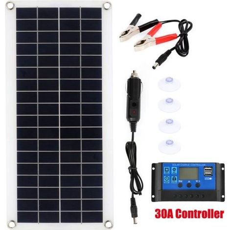 100-w-solarpanel-set Mit 2 Usb-anschlüssen Und 30-a-laderegler, Solar-batterieladegerät Für Auto, Yacht, Uhren, Boot, 12–18 V – Ywey