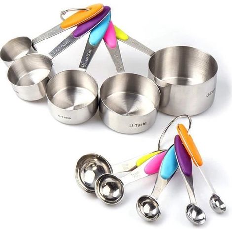 Messlöffel Und -becher Mit Griffen, Edelstahl-küchenmesslöffel-set (5 Becher + 5 Löffel) - Ywey
