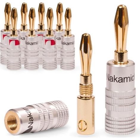 10 Hochwertige Nakamichi Bananenstecker Für Kabel Bis 6 Mm², Lötbar Oder Zum Anschrauben, 24 Karat Vergoldet, Ywey-frei