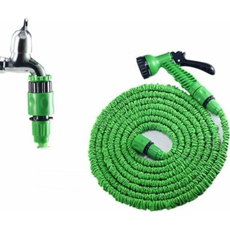 Gartenschlauch, Ausziehbarer Grüner Gartenschlauch Mit 8-funktions-spritzpistole (7,5 M, Grün) - Ywey