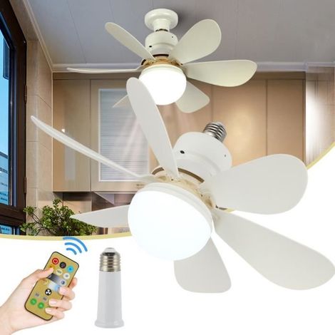 Deckenventilator – Roleader – Mit Led-licht Und Fernbedienung – 3 Windgeschwindigkeiten – E27-fassung Und Verlängerungskabel – 30 W – Ywey