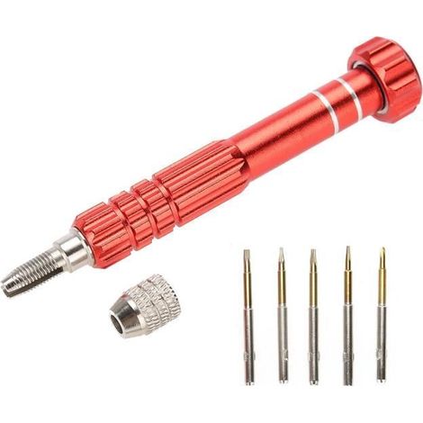 Minifinker Uhrenreparaturset Mit Schraubendreher Für Handys Und Brillen, 5 Präzisionsbits (rot) - Ywey