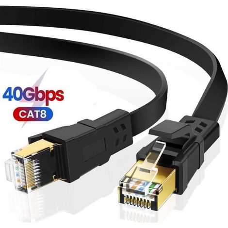 Cat 8 Ethernet-kabel – Outuotwq – 5 M – 40 Gbit/s Geschwindigkeit – 2000 Mhz Bandbreite – Flat-ywey