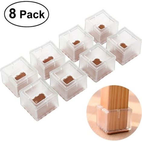 8x Quadratische Silikon-stuhlbeinschoner (transparent) - Ywey
