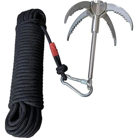 Multifunktionaler, Faltbarer Greifhaken (400 Kg Tragkraft) Mit 20 M Seil, Kletterhaken Mit Greifklaue – Ywey