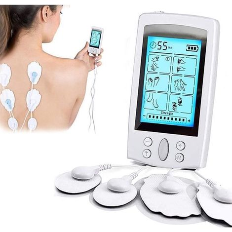 Elektrostimulator – Tens – Ems – 16 Programme – 20 Intensitätsstufen – Wiederaufladbar, Weiß-ywey