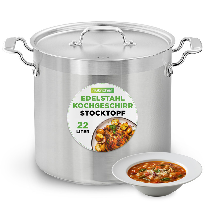 Nutrichef Kochtopf 23l Ø34cm, Edelstahl, Induktion