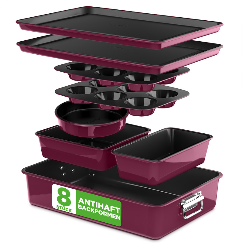 Nutrichef Backformen-set 8-teilig, Antihaft, Violett