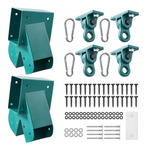 6 Stk. Schaukelhalterung Set, Schaukelbefestigungssatz Inkl. 2 A-form Schaukelverbinder Für 94x144mm Balken 94x94mm Beine & 4 567kg Schaukelhaken, Befestigungsmaterial Für Schaukel Outdoor, Grün