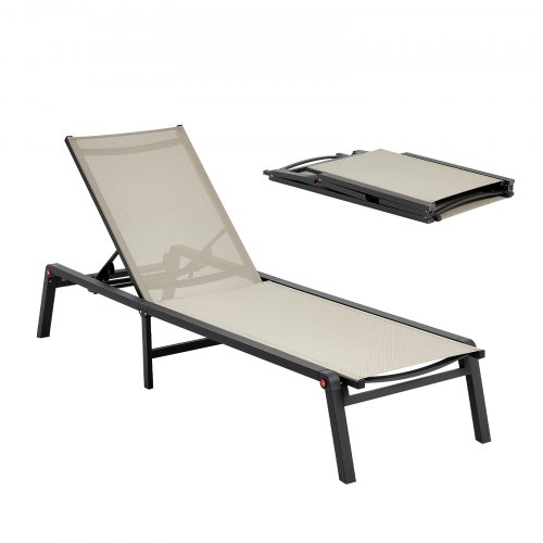 Liegestuhl Faltbar, Tragkraft 180 Kg, Gartenliege Mit 5 Verstellbarer Rücklehne, Sonnenliege Aus Aluminium, Strandliege, Relaxliege, Gartenmöbel Für Strand, Hof, Camping Und Terrasse