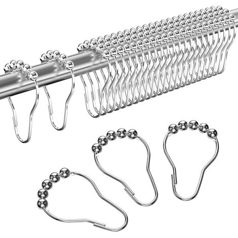 Duschvorhangringe – Edelstahl-kugellager-gleitsystem – Für Badezimmer Und Kleiderschrank – 24er-pack