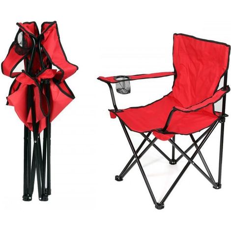 Tragbarer Klappstuhl Für Camping - Mengda - Angeln, Strand, Wandern, Picknicks - Faltbar - Rot