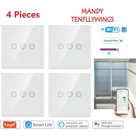 4-teiliger Wlan-fähiger Smart-rollladenschalter Für Rollläden Und Vorhänge, Kompatibel Mit Alexa, Google Assistant, Smart Life Und Der Tuya-app.