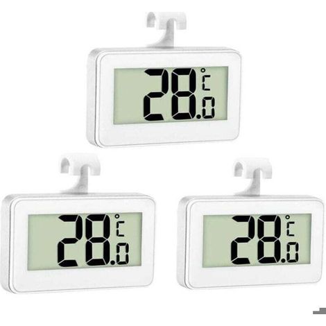 3-teiliges Kühlschrankthermometer-set – Digitales Lcd-display, Wasserdicht – Mit Haken – Für Kühlschrank, Gefrierschrank Und Kühlraum