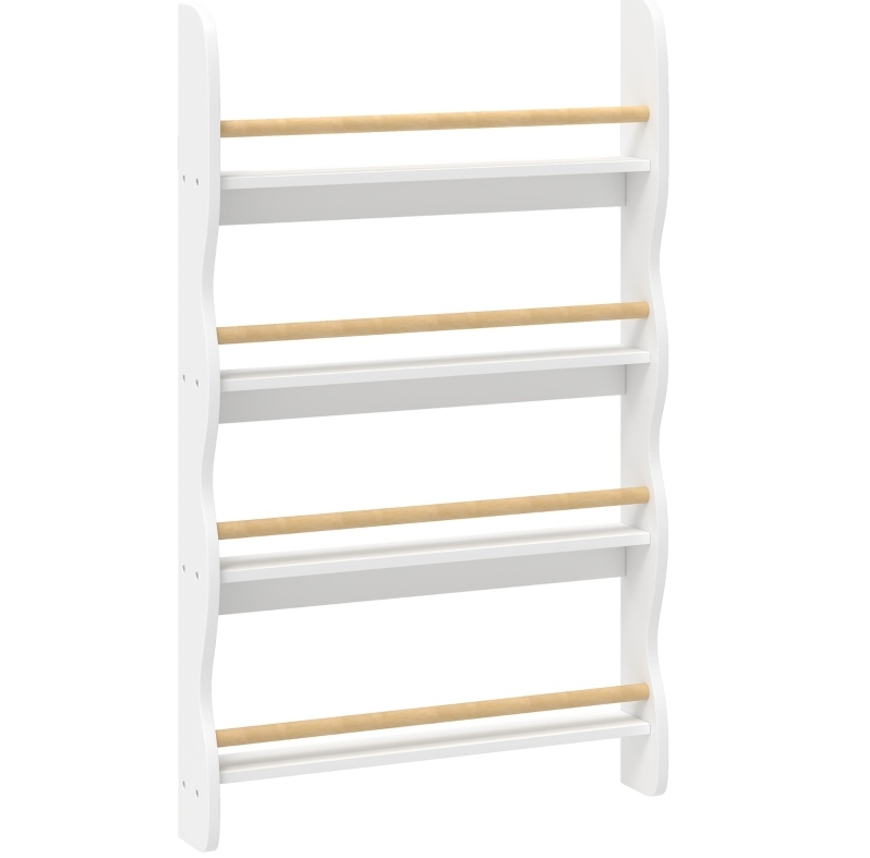 Kinder-bücherregal Für Wand Oder Boden, 4 Ebenen, 60 X 10 X 98 Cm, Weiß, Homvra