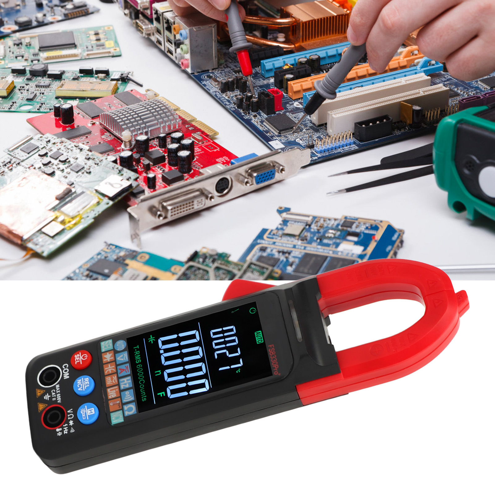 Fs8330pro+ Digitales Zangenmultimeter Mit Extra Großem Display, Hochpräzises Multimeter, Tragbares Zangenmultimeter, Industrielle Temperaturmessung