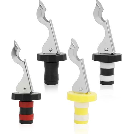 Set De 4 Bouchons De Bouteille Réutilisables En Silicone Et Acier Inoxydable, Hermétiques Et Étanches, Pour Vin, Bière, Champagne - Conserve La Fraîcheur Des Liquides,pour Toutes Les Occasions