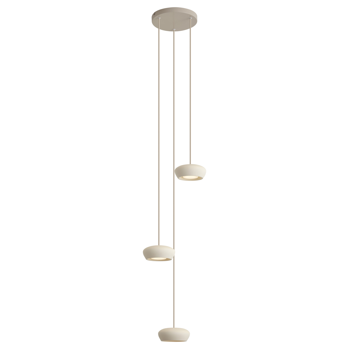 Qazqa Moderne Pendelleuchte Beige Mit Runden Schirmen 3-flammig -