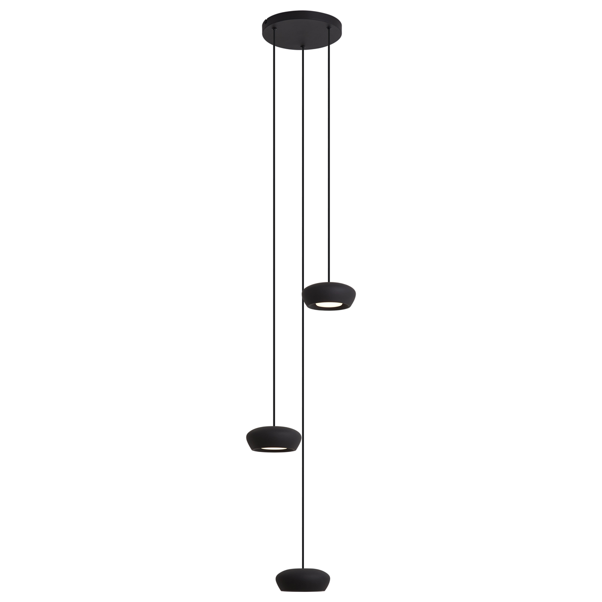 Qazqa Moderne Schwarze 3-flammige Pendelleuchte Mit Rundem Schirm