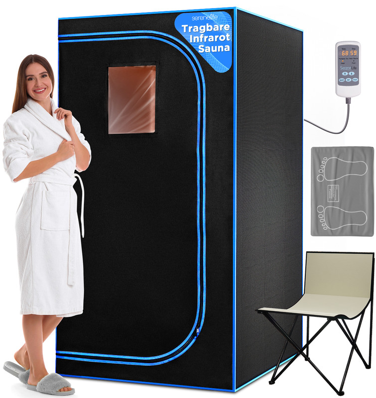 Serenelife Dampfsauna Zelt 80x80x180cm, 1050w, Schwarz