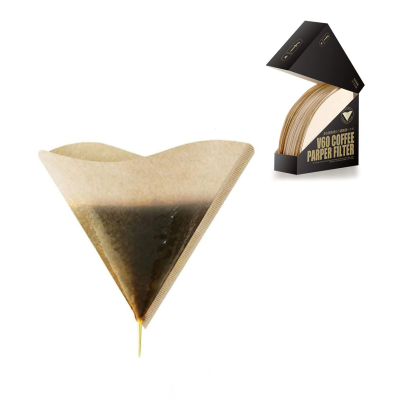 100 V60 Einweg-kaffeefilter Aus Naturpapier, Ungebleicht, Premiumqualität.