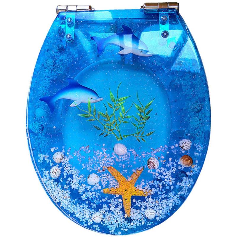 Länglicher Wc-sitz, Große Auswahl An Sitzen Mit Absenkautomatik, Robuste Scharniere (serie Ocean) / Blau