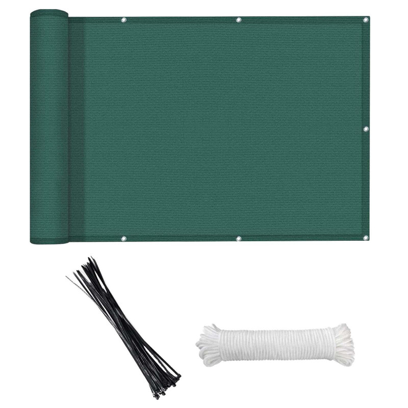 Wind- Und Wetterbeständiger Sichtschutz Aus Hdpe Für Balkon, Terrasse, Garten, Pool, Veranda, Geländer, 118 X 35 Zoll, Dunkelgrün
