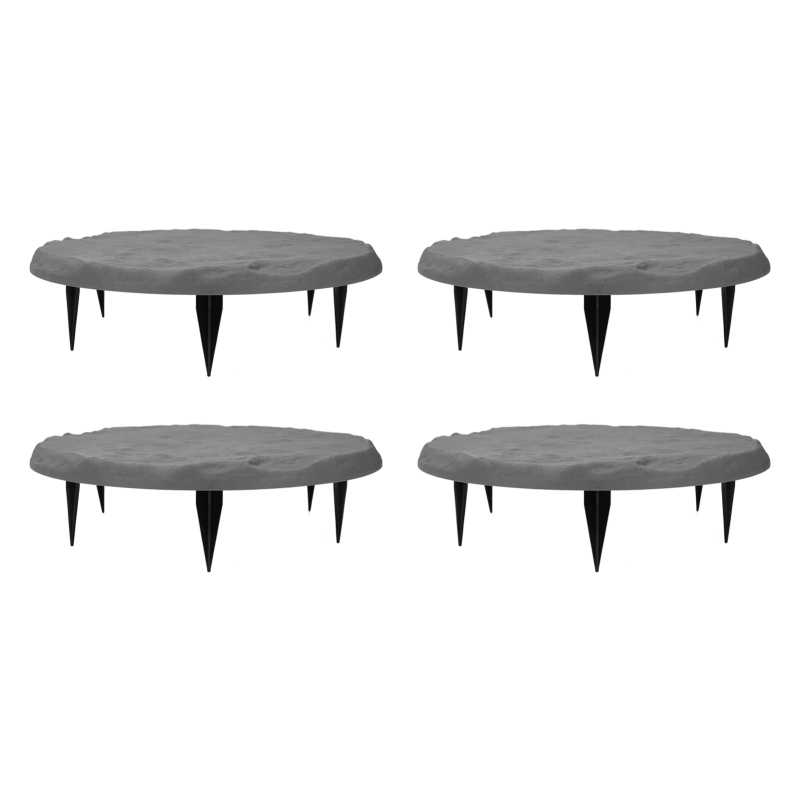 Dekorative Gartenplatten Aus Polypropylenharz Mit Befestigungspfählen Für Rasenflächen, Gehwege Und Pfade, Rund, Grau