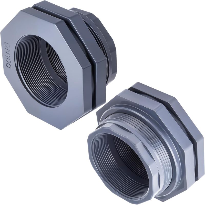 Packung Mit 2 Pvc-durchgangsverschraubungen Von 10 Cm (4 Zoll), Schlauchanschlussadapter Für Wassertank, Npt-gewinde, Dn100, Für Regenwassernutzung, Aquarium, Badewanne, Schwimmbad.
