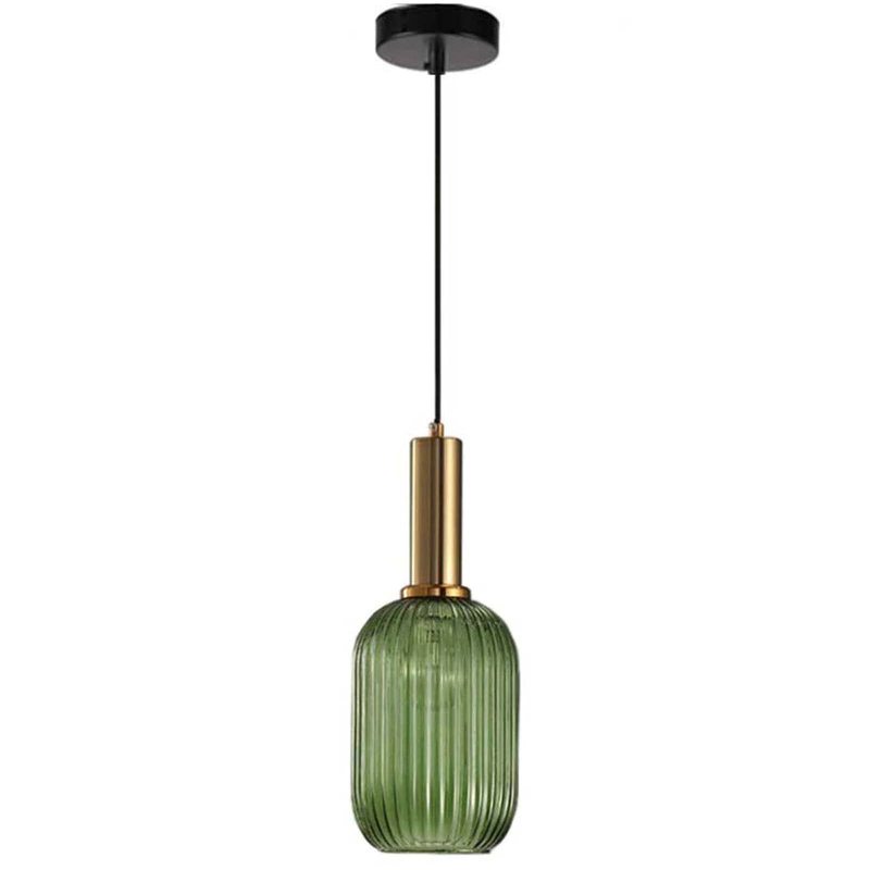 Industrielle Kristall-pendelleuchte, Retro-antikmessing-finish (grün, 33 Cm)